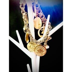 Antique Vintage Elco Signed Gold-filled Retro Charm Bracelet 1950's